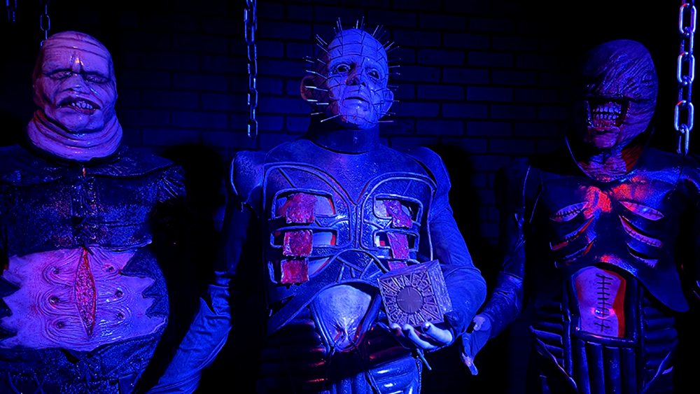 Cenobites display with puzzle box